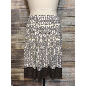 LOFT Brown Print Midi Skirt 6